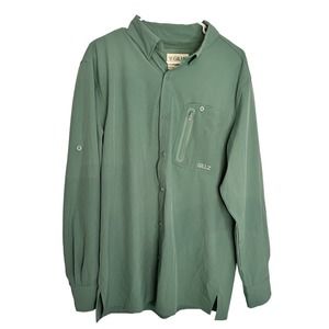 Gillz Men's UPF 30+ Long Sleeve Woven Button Up‎ Shirt - Size L Green